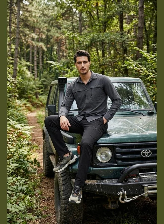 Buratti Buratti Regular Fit Elastic Waist Water Repellent Straight Leg Trekking and Courier Trousers Men's PANTS 693288