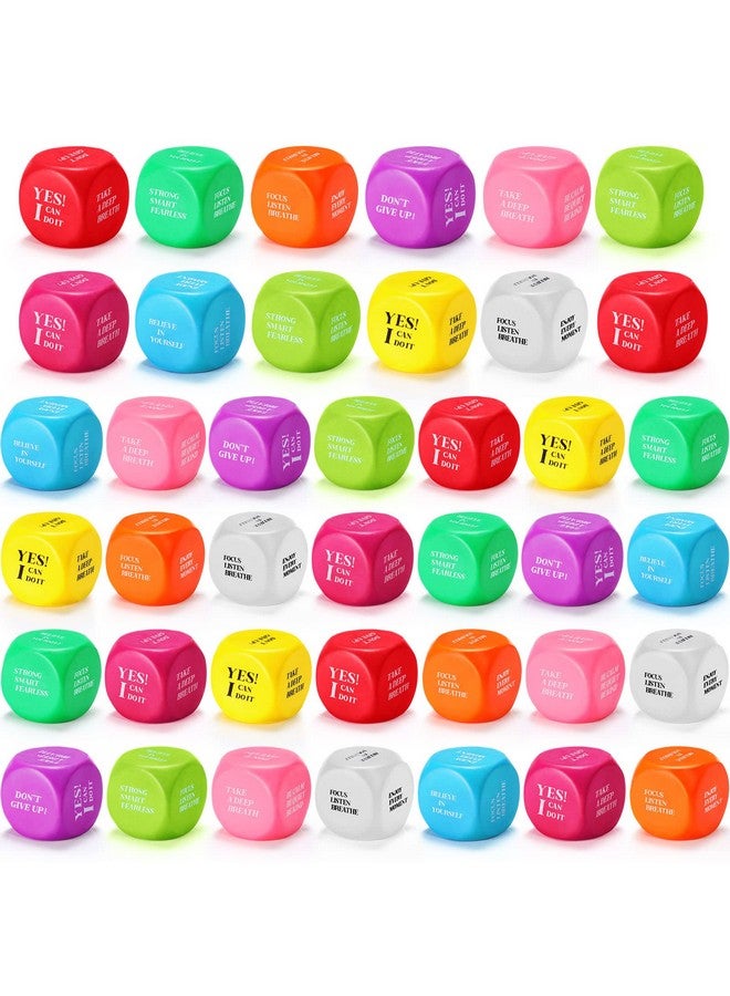 جيريفي 40 قطعة من مكعبات الرغوة التحفيزية كرة الإجهاد مع اقتباسات مربعة مشجعة على كرات الإجهاد النرد على شكل رغوة لتخفيف التوتر ألعاب للأطفال والكبار واللوازم المدرسية في الفصول الدراسية - Image 1