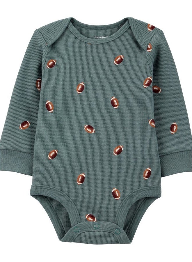 Simple Joys by Carter's Baby-Boy's 4-Pack Long-Sleeve Bodysuit, Brown Football, 0-3 Months - Image 2