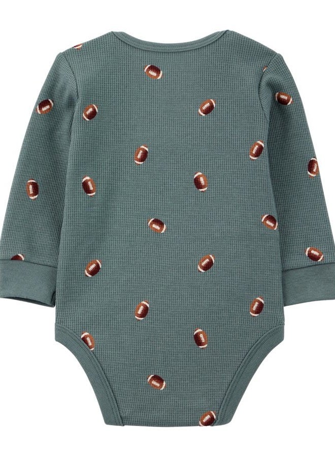 Simple Joys by Carter's Baby-Boy's 4-Pack Long-Sleeve Bodysuit, Brown Football, 0-3 Months - Image 3