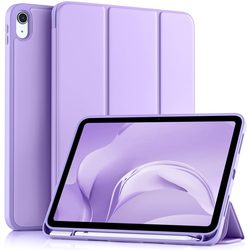 Akkerds Compatible with iPad A16 11th Generation Case 11 Inch 2025 for iPad 10th Generation Case 109 Inch 2022 with Pencil Holder Slim Trifold Stand Protective Cover with Soft TPU Back Lavender