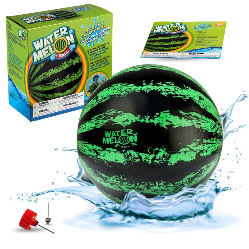 Watermelon Ball كرة البطيخ - الألعاب المائية الأصلية للأطفال من عمر 8 إلى 12 عامًا - كرة مسبح بحجم 9 بوصات للمراهقين والبالغين والعائلة - ألعاب المسبح، ألعاب المسبح، ألعاب السباحة الممتعة، كرة القدم المائية، التاج، الغوص ولعب كرة الشاطئ - Image 1