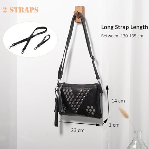 LaRechor Studded Small Crossbody Bag for Women Fringe Gothic Purse Black Wristlet Clutch - Image 5
