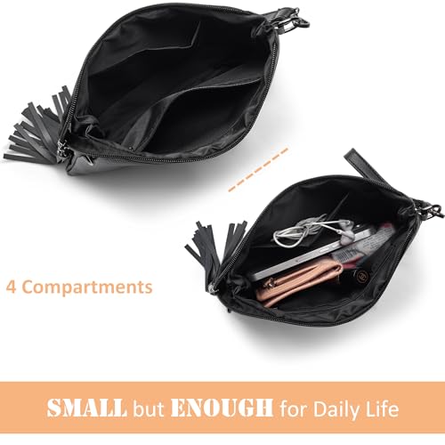 LaRechor Studded Small Crossbody Bag for Women Fringe Gothic Purse Black Wristlet Clutch - Image 4