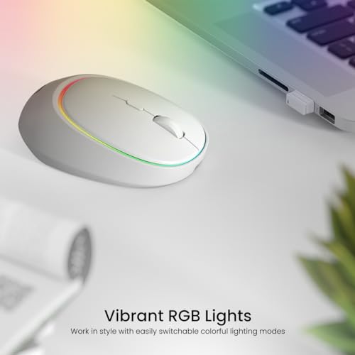 Portronics Toad IV Bluetooth Mouse with 2.4 GHz Wireless (Dual Connectivity), Rechargeable, Connect up to 3 Devices, RGB Lights, Adjustable Optical DPI, for Laptop, PC, Tablet, Smartphone (White) - Image 5
