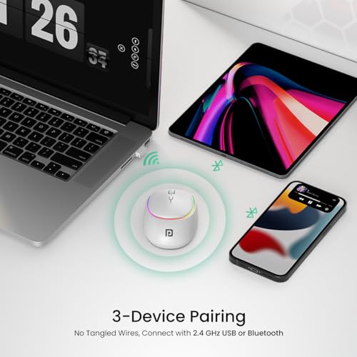 Portronics Toad IV Bluetooth Mouse with 2.4 GHz Wireless (Dual Connectivity), Rechargeable, Connect up to 3 Devices, RGB Lights, Adjustable Optical DPI, for Laptop, PC, Tablet, Smartphone (White) - Image 4