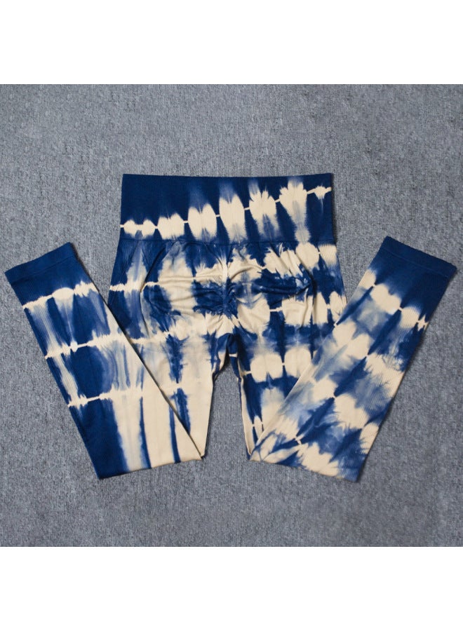 Seamless Smiley Tie-dye Yoga Pants High Waist Peach Hip Tight Pants High Elastic Fitness Pants