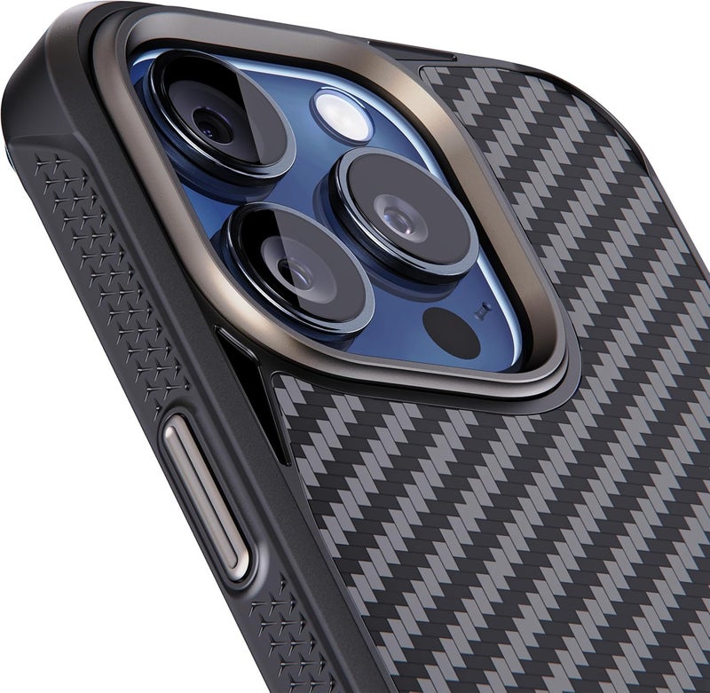 ريبل علبة لهاتف iPhone 15 Pro [الجيل الخامس - ألياف الأراميد] متوافقة بقوة مع MagSafe، جوانب مانعة للانزلاق، زوايا مقاومة للصدمات، عدسة وأزرار معدنية، تصميم حماية مطور، هاتف 6.1 بوصة 2023 (أسود) - Image 2