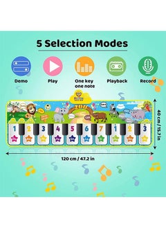 YelaJoy Baby Piano Pad Music Pad Toy, Baby Music Pad with 42 Music Sounds, Kids Floor Piano Keyboard Dance Pad Animal Blanket Touch Play Mat, Early Education Toy Gift for Toddlers Boys Girls (Green)  - Image 5