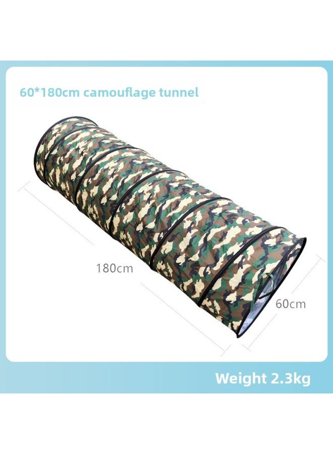 Children's Sunshine Tunnel Crawler Sensor Training Equipment Baby's Indoor Toy Rainbow Caterpillar Drill Hole Tent-Color:60*180cm Camouflage Tunnel - Image 1
