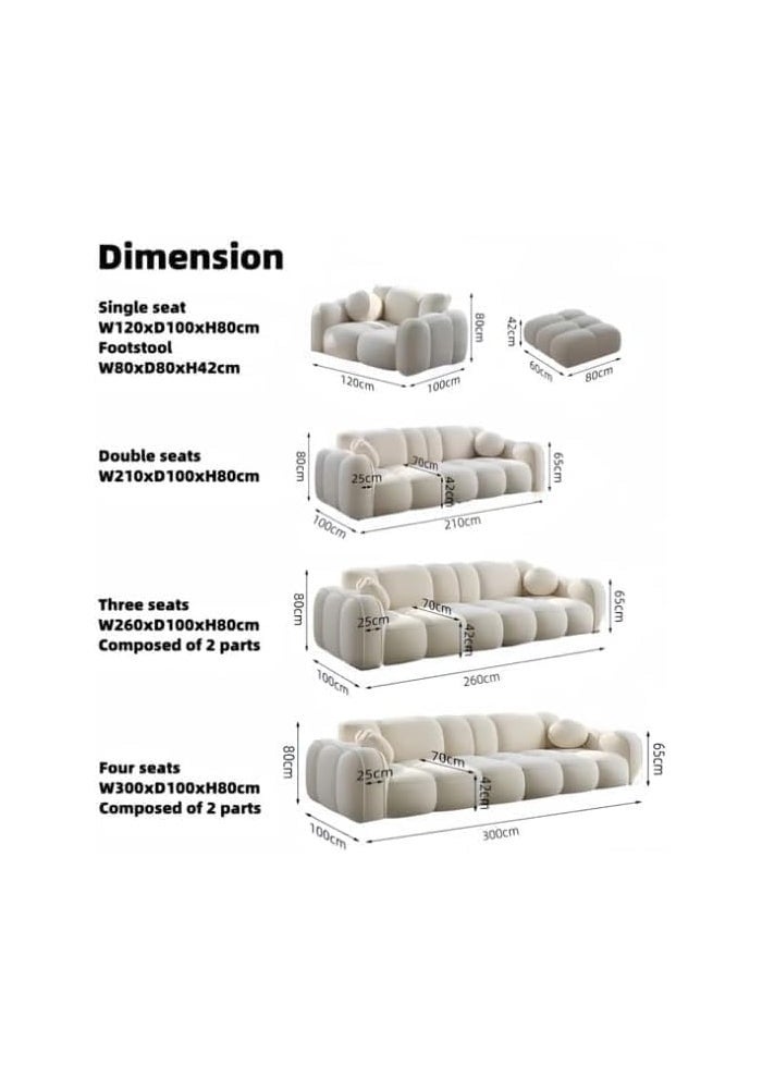 Aroma Homes Modern Cloud-Inspired Modular Sofa Set – 4-Piece Cream White Bubble Couch - Image 2