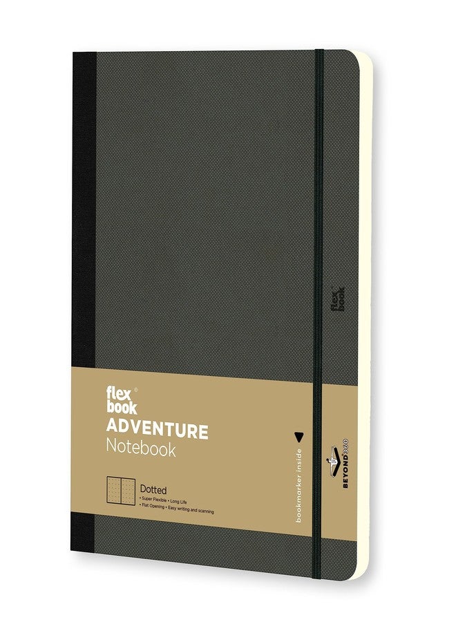 flexbook Adventure Notebook Dotted Off-Black | Large | 17x24cm | 192 pages | 85gsm Fabriano Ivory Paper | Fine Textured Cover | Elastic Band Closure | Bookmark included | Inner paper pocket - Image 1