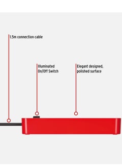 Brennenstuhl Brennenstuhl Ecolor 5-way extension lead red/black (Power Strip 5-way with 1,5 m cable, safety fuse button and On/Off switch, 90° angle of sockets)  - Image 5