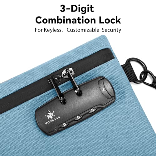 KOSMCCO Money Bag with Lock, 11.8 x 7.9 Inches Durable Canvas Cash Pouch Bank Bag for Cash, Passports, Notary Supplies, Medicine, Valuable Storage, Light Blue - Image 5