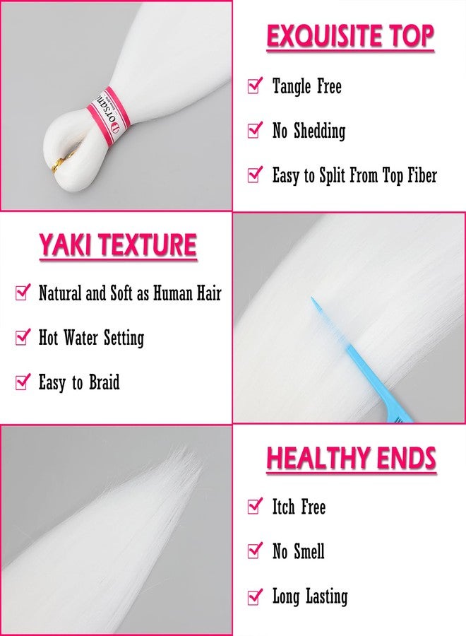 Dorsanee White Braiding Hair Pre Stretched 20 Inch 3 Packs Professional Easy Braiding Hair for Crochet Braids Twists Locs Hair Soft Yaki Texture Hot Water Setting Synthetic Hair Extensions - Image 2