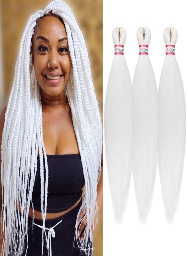 Dorsanee White Braiding Hair Pre Stretched 20 Inch 3 Packs Professional Easy Braiding Hair for Crochet Braids Twists Locs Hair Soft Yaki Texture Hot Water Setting Synthetic Hair Extensions - Image 1