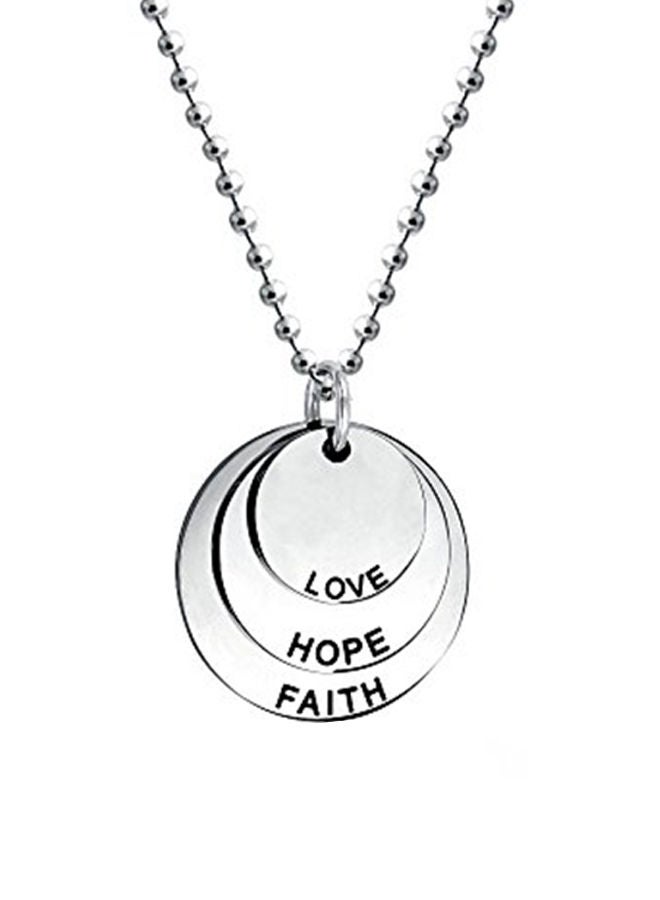 NIBEMINENT Stainless Steel Love Faith Hope Stacked Disc Pendant Necklace  - Image 1