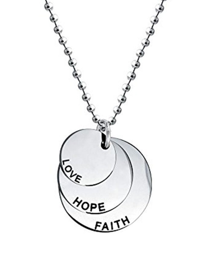 NIBEMINENT Stainless Steel Love Faith Hope Stacked Disc Pendant Necklace  - Image 2