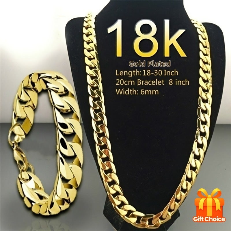 Men's 18K Gold-Plated Cuban Chain Necklace - 22 Inch Heavy Interlocking Design, Luxury Gift Jewelry, Durable & Rust-Resistant, Suitable for Everyday & Special Occasions, Comfortable Fit, Hypoallergenic - Image 3