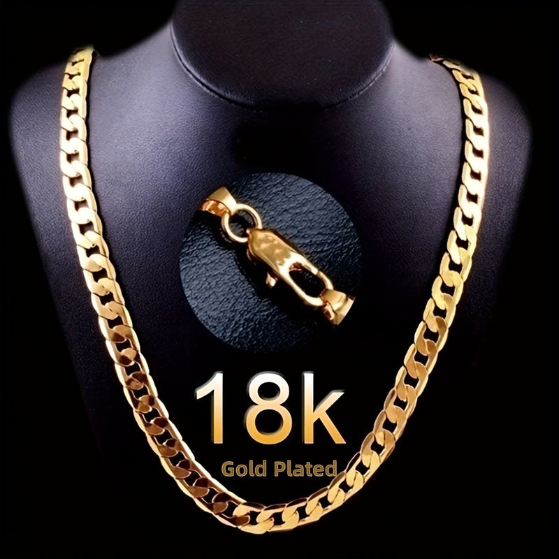Men's 18K Gold-Plated Cuban Chain Necklace - 22 Inch Heavy Interlocking Design, Luxury Gift Jewelry, Durable & Rust-Resistant, Suitable for Everyday & Special Occasions, Comfortable Fit, Hypoallergenic - Image 4