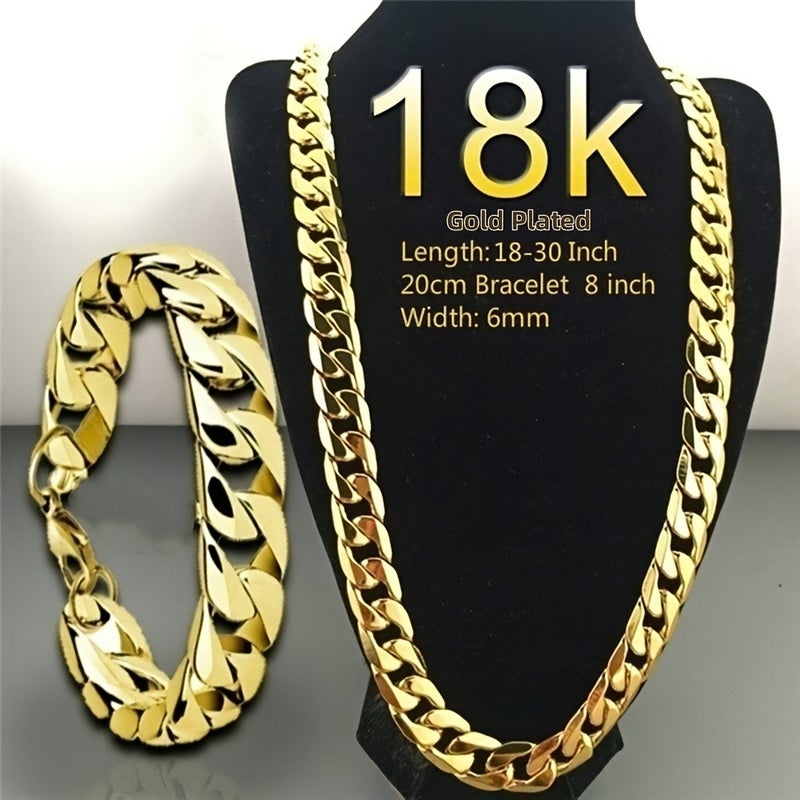 Men's 18K Gold-Plated Cuban Chain Necklace - 22 Inch Heavy Interlocking Design, Luxury Gift Jewelry, Durable & Rust-Resistant, Suitable for Everyday & Special Occasions, Comfortable Fit, Hypoallergenic - Image 1