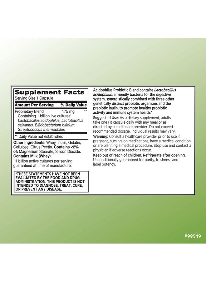 Quality Choice Quality Choice Digestive Support Acidophilus with Citrus Pectin - 100 Capsules - Daily Probiotic Formula with Citrus-Derived Fiber - Easy-to-Swallow Capsules - Image 2