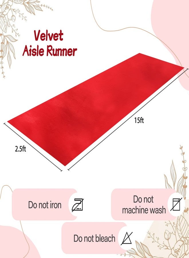 كوين دريم ممر كوين دريم الأحمر، 2.5 قدم × 15 قدم، ممر طويل لحفل الزفاف، مصنوع من قماش مخملي، ديكورات حفلات الزفاف الخارجية - Image 3