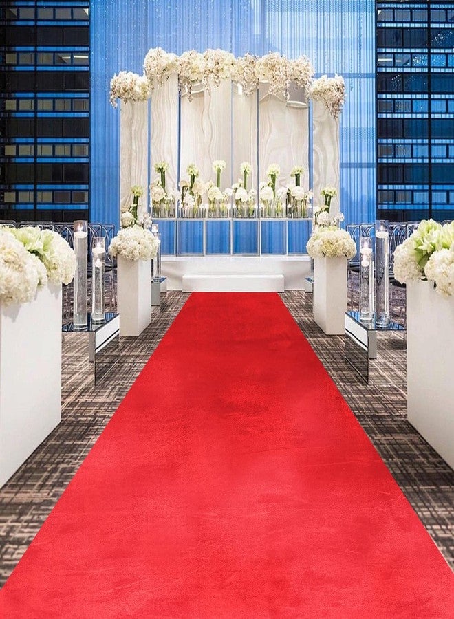 كوين دريم ممر كوين دريم الأحمر، 2.5 قدم × 15 قدم، ممر طويل لحفل الزفاف، مصنوع من قماش مخملي، ديكورات حفلات الزفاف الخارجية - Image 2