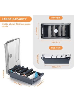 Business Card Holder For Desk Business Card Case Organizer With 4 Dividers Plastic Credit Card Holder File Storage 500 Cards Business Card Holders Box Storage For Office Tabletop Grey - pzsku/Z2FE734D7CD7007DD5758Z/45/_/1740915871/e62776ff-ddae-4a37-af94-80baf095795a