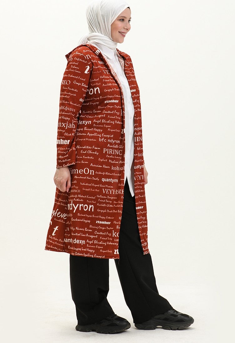 Sefa Merve Large Size Hooded Cape 4707-05 Tan  - Image 2
