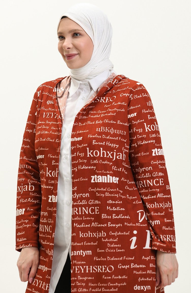 Sefa Merve Large Size Hooded Cape 4707-05 Tan  - Image 3