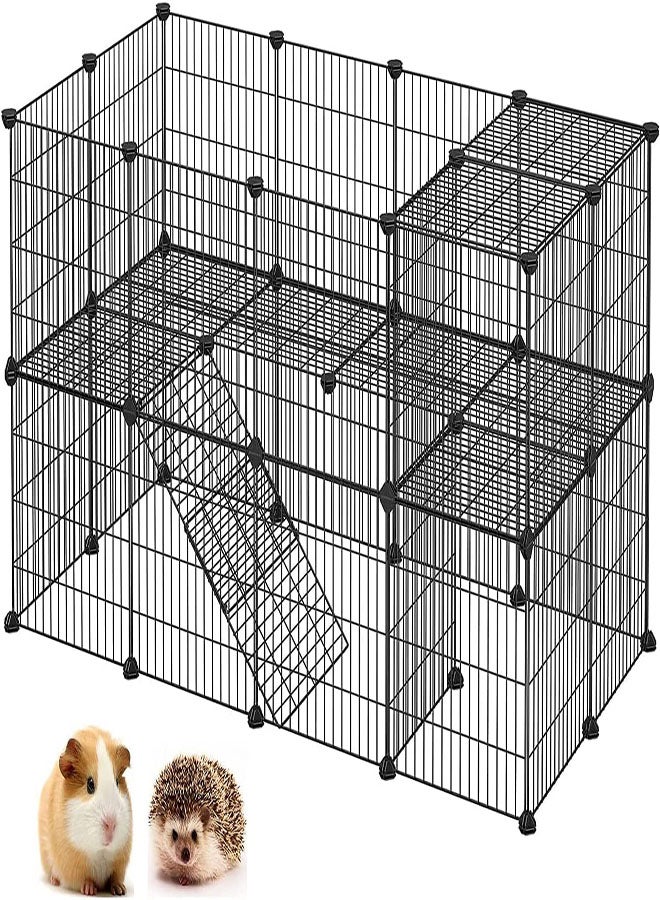 Cat Cage Corner Large 2-Tier Cat Kennels Indoor DIY Cat Playpen for Small Animal Detachable Metal Wire Kennels Kitten Crate Cat House Exercise Place Ideal for 1-3 Cat - Image 2