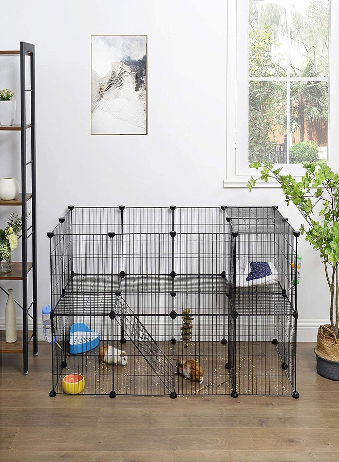 Cat Cage Corner Large 2-Tier Cat Kennels Indoor DIY Cat Playpen for Small Animal Detachable Metal Wire Kennels Kitten Crate Cat House Exercise Place Ideal for 1-3 Cat - Image 1