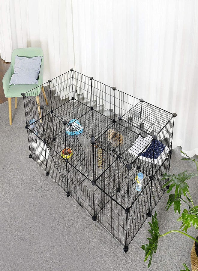 Cat Cage Corner Large 2-Tier Cat Kennels Indoor DIY Cat Playpen for Small Animal Detachable Metal Wire Kennels Kitten Crate Cat House Exercise Place Ideal for 1-3 Cat - Image 3