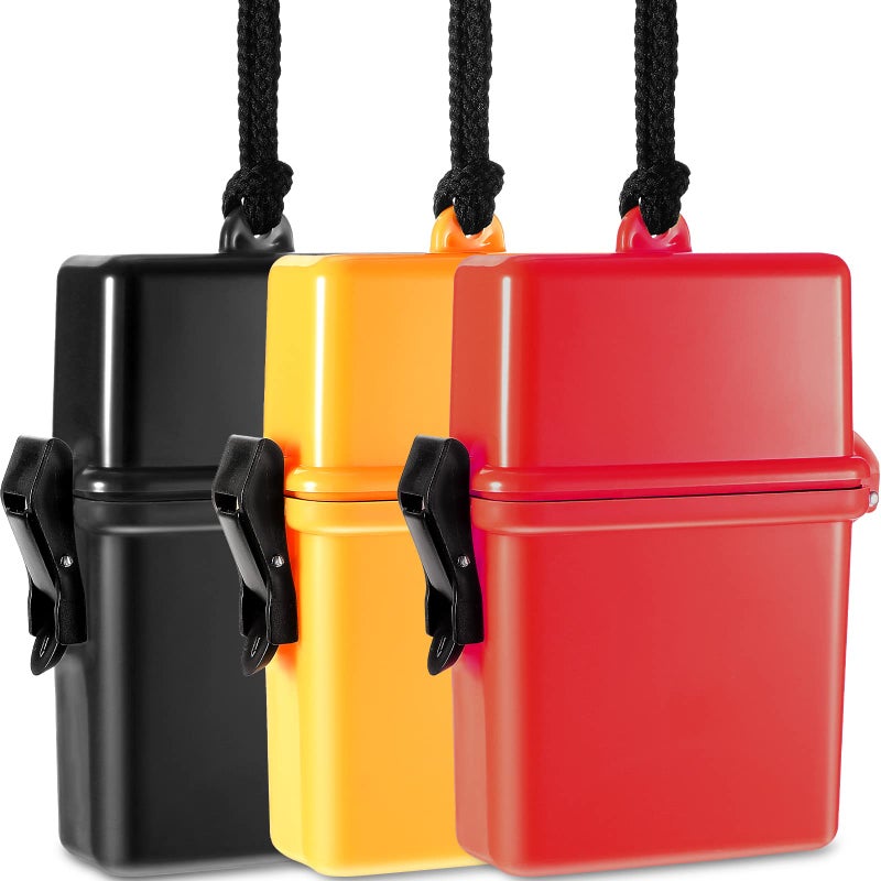Outus 3 Pcs Waterproof ID Badge Holder Case with Waterproof Buckle 472 x 295 x 157 Inch Sport Case Locker with Adjustable Hanging Rope for Swimming Travel Fishing BoatRed Black Yellow Classic - Image 2