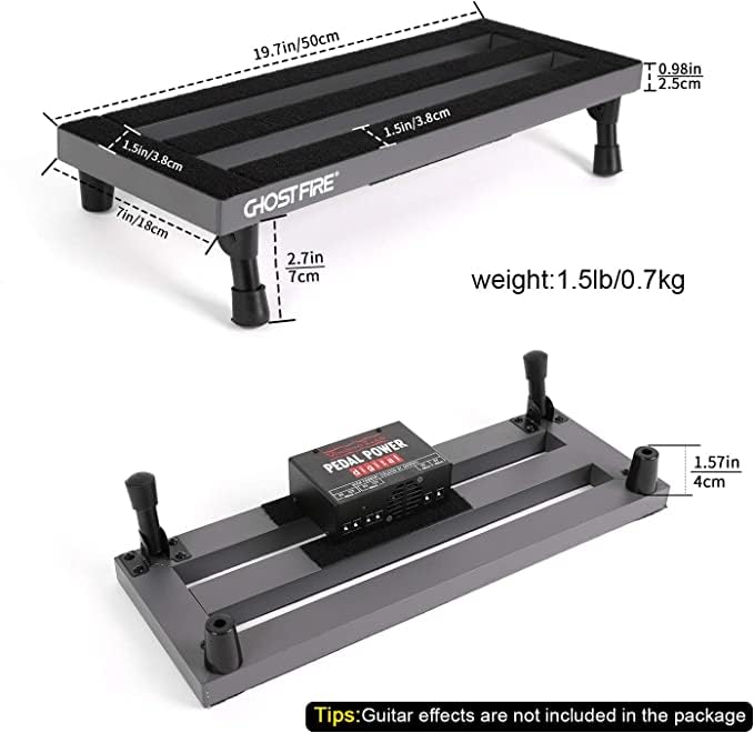 GHOSTFIRE Ghost Fire Guitar Pedal Board Aluminum Alloy 1.5lbs Super light Effect Pedalboard19.7''x7'' with Carry Bag,SPL-02 - Image 2