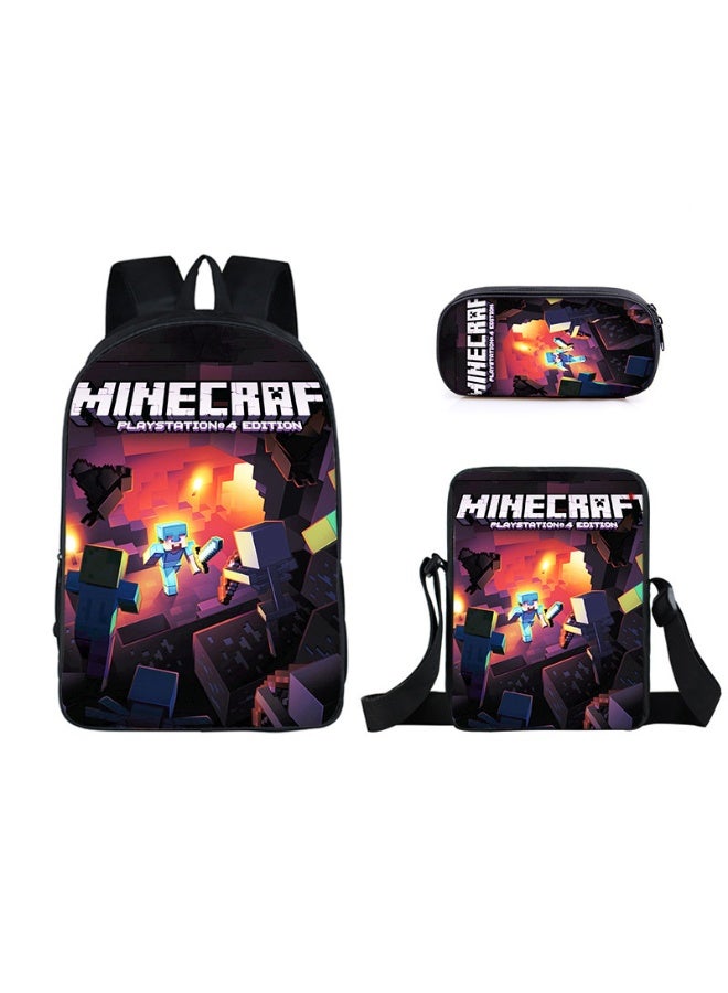 ماين كرافت على ظهره مقلمة حقيبة ثلاث قطع دعوى الرجال والنساء الترفيه الرياضة حقيبة السفر طالب حقيبة المدرسة - Image 1
