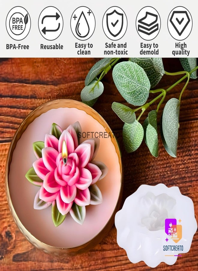 SOFTCREATO 3D Lotus Candle Mould Silicone | Lotus Flower Candle Making Mold for Wax, Soy Wax, Resin Art, Soap & Chocolate | Decorative Spiritual Flower Candle Mould - Image 4
