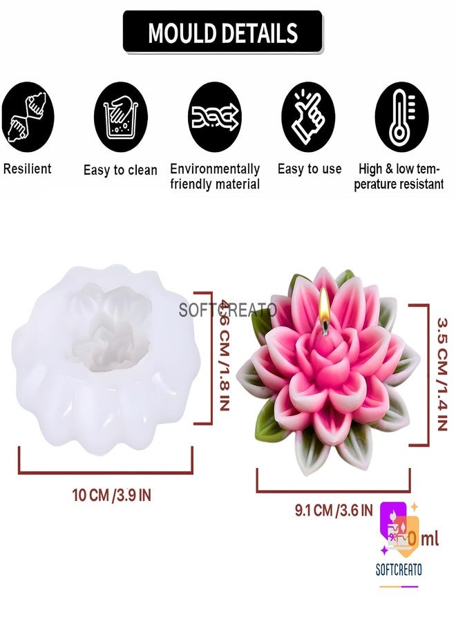 SOFTCREATO 3D Lotus Candle Mould Silicone | Lotus Flower Candle Making Mold for Wax, Soy Wax, Resin Art, Soap & Chocolate | Decorative Spiritual Flower Candle Mould - Image 3