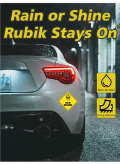 Rubik New Driver Car Sign Self Adhesive Sticker Reflective Removable for Beginners Car SUV Van Drivers (Size 12cm x 12cm)  - Image 3