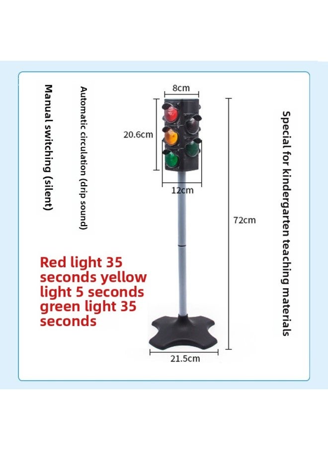Traffic Signs Children's Equipment Toys Outdoor Kindergarten Desk Command Desk Rules Zebra Crossing Traffic Lights-Specifications:24cm Traffic Light (voice Cycle Light) Comes With Battery + Carpet + Road Sign  - Image 3