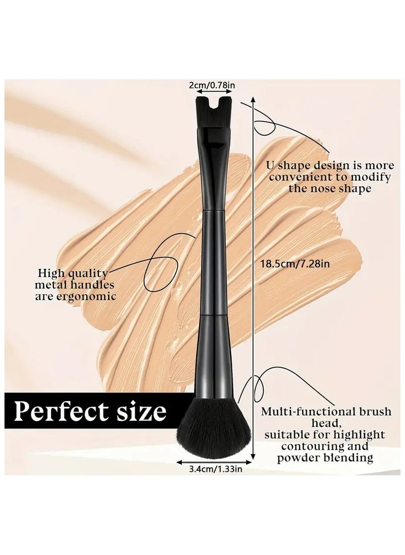 Goolsky - 2-in-1 Dual-Ended Contour Makeup Brush - Soft Nylon Bristles for Quick and Precise Sculpting, U-Shape Nose Contouring, and Flawless Makeup Application - Unscented, All Skin Types, ABS Plastic Rod, Palm Brush Design - Image 1