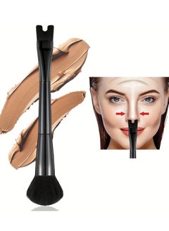 2-in-1 Dual-Ended Contour Makeup Brush - Soft Nylon Bristles for Quick and Precise Sculpting, U-Shape Nose Contouring, and Flawless Makeup Application - Unscented, All Skin Types, ABS Plastic Rod, Palm Brush Design
