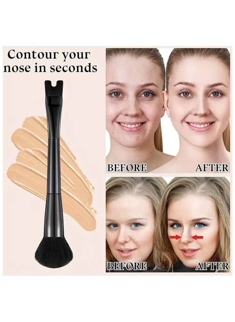 Goolsky - 2-in-1 Dual-Ended Contour Makeup Brush - Soft Nylon Bristles for Quick and Precise Sculpting, U-Shape Nose Contouring, and Flawless Makeup Application - Unscented, All Skin Types, ABS Plastic Rod, Palm Brush Design - Image 1
