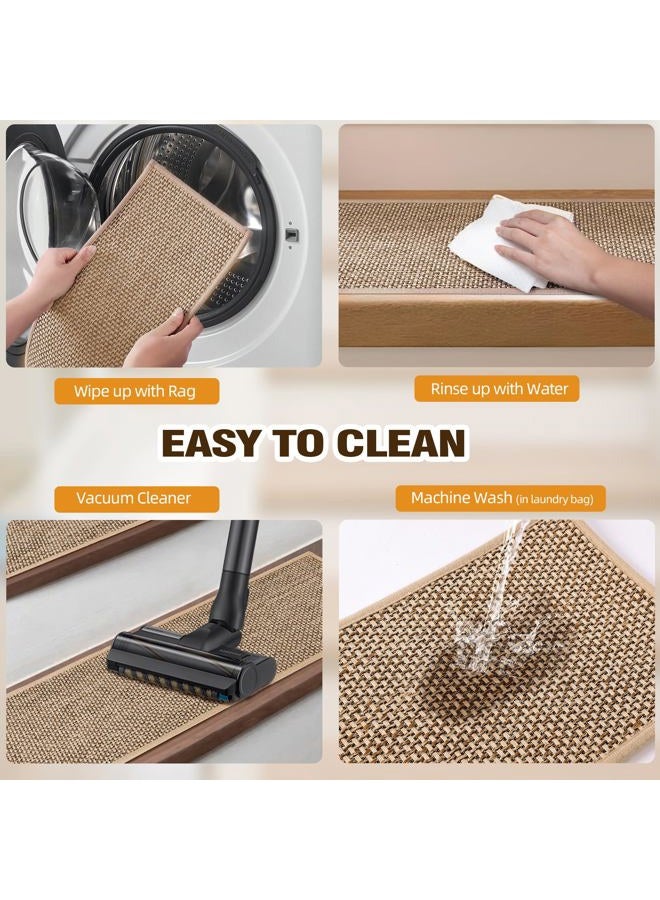 Deerly Linen Stair Treads Non Slip 15pcs Stair Runner for Wooden Steps Peel and Stick Stairs Carpet Treads Indoor Staircase Covers Mat with Self-Adhesive Backing 8"X30" Beige - Image 4