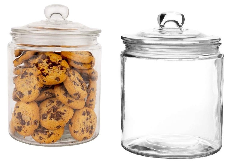 Marbelous Set of 2 Glass Jar with Lid (2 Liter) | Airtight Glass Storage Cookie Jar for Flour  Pasta  Candy  Dog Treats  Snacks & More | Glass Organization Canisters for Kitchen & Pantry | 68 Ounces - Image 1