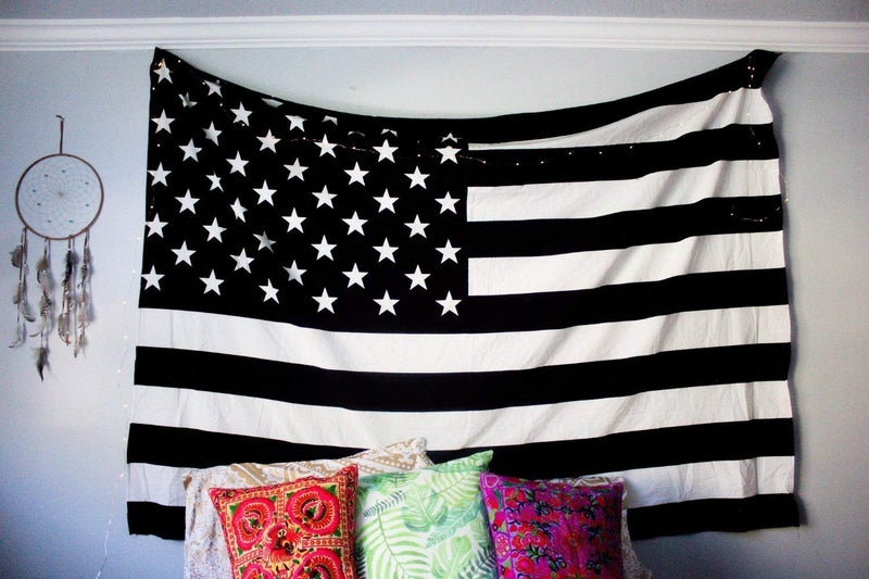 The Boho Street Vintage American Flag Tapestry Black and White 100% Cotton, Indian Hippie Wall Hanging, Bohemian Bedspread, Mandala Cotton Dorm Decor Beach Cover up - Image 2