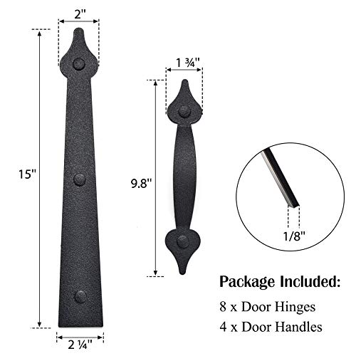SANKINS 2 Pack/Set Garage Door Magnetic Decorative Hardware Carriage Accents Faux Hinges Handle Kit Curb Appeal Decor,Color Black - Image 4