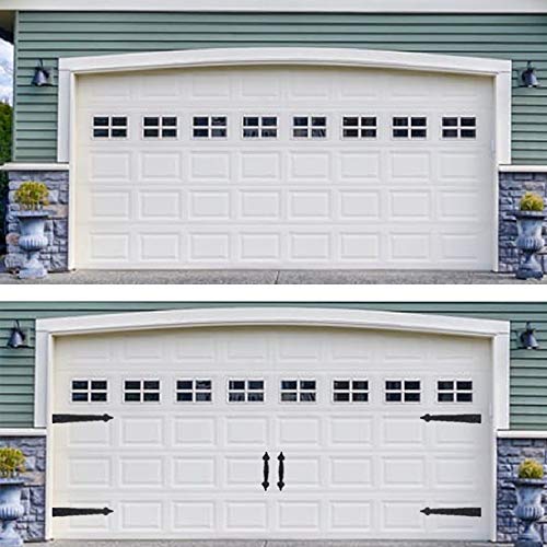 SANKINS 2 Pack/Set Garage Door Magnetic Decorative Hardware Carriage Accents Faux Hinges Handle Kit Curb Appeal Decor,Color Black - Image 5