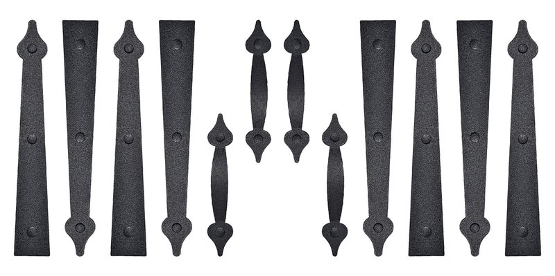 SANKINS 2 Pack/Set Garage Door Magnetic Decorative Hardware Carriage Accents Faux Hinges Handle Kit Curb Appeal Decor,Color Black - Image 1